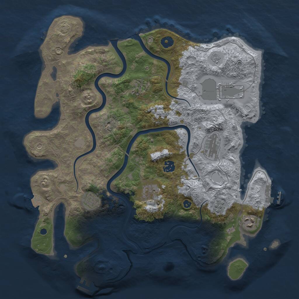 Rust Map: Procedural Map, Size: 3750, Seed: 3402693, 14 Monuments
