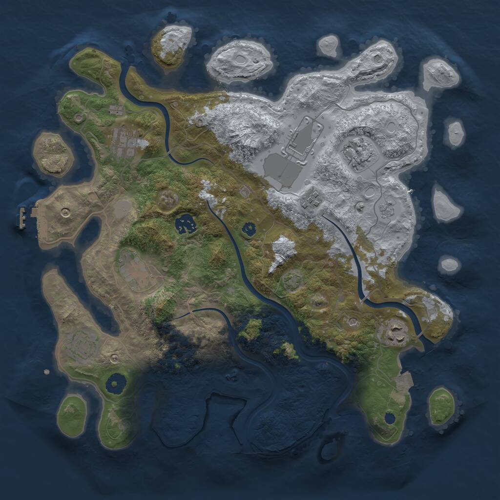 Rust Map: Procedural Map, Size: 3650, Seed: 24294650, 13 Monuments