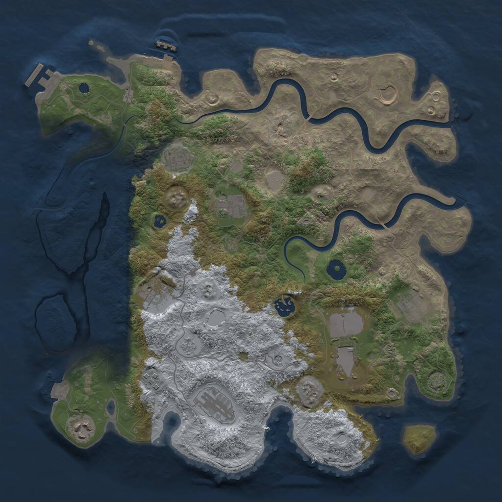 Rust Map: Procedural Map, Size: 3850, Seed: 31196924, 16 Monuments