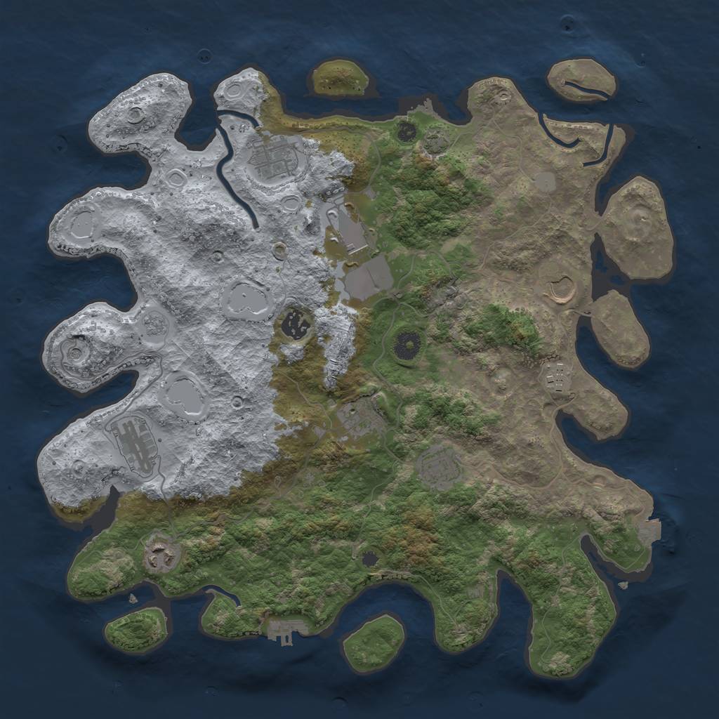 Rust Map: Procedural Map, Size: 3900, Seed: 42849009, 16 Monuments