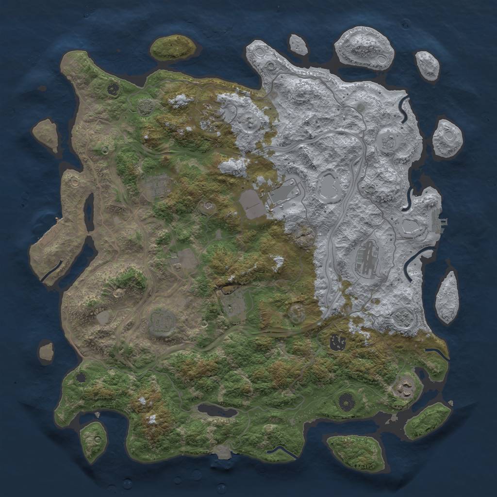 Rust Map: Procedural Map, Size: 4400, Seed: 13734254, 18 Monuments