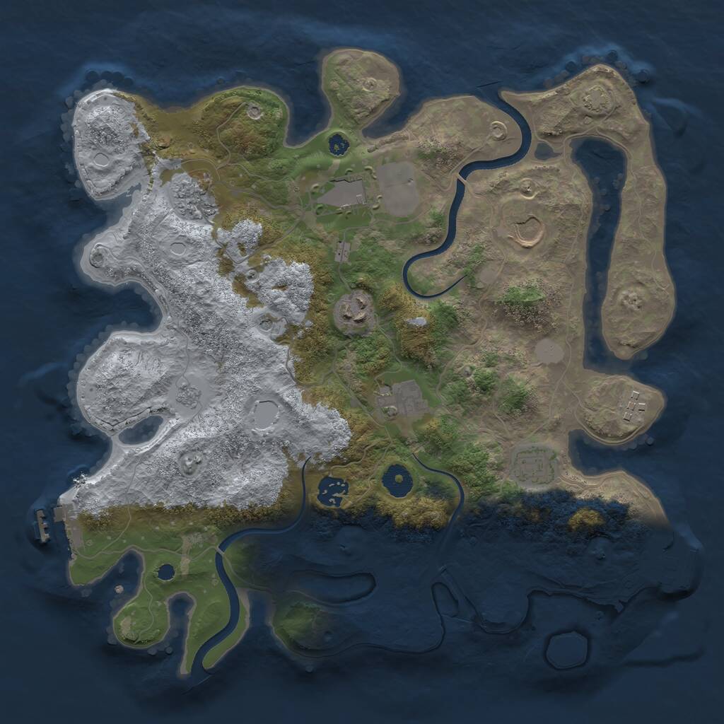 Rust Map: Procedural Map, Size: 3550, Seed: 85289922, 14 Monuments