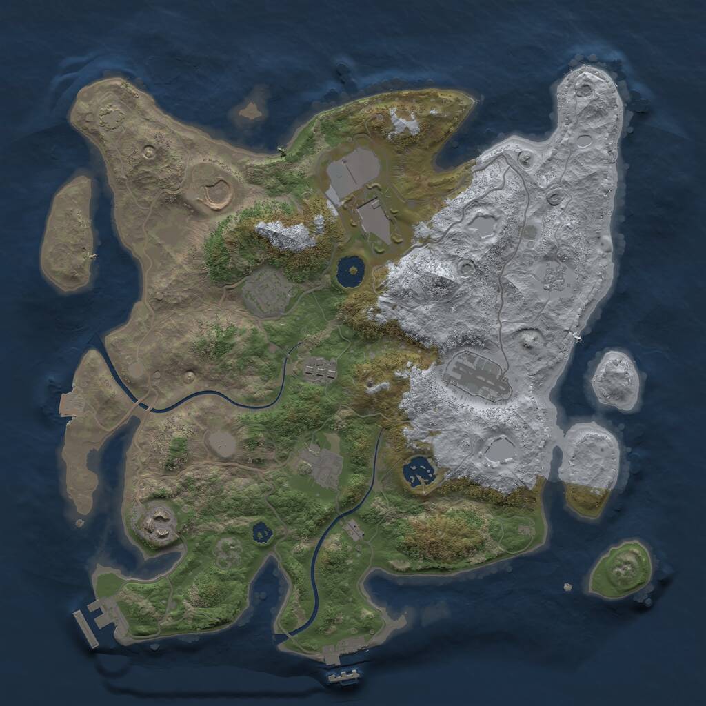 Rust Map: Procedural Map, Size: 3500, Seed: 627421668, 13 Monuments