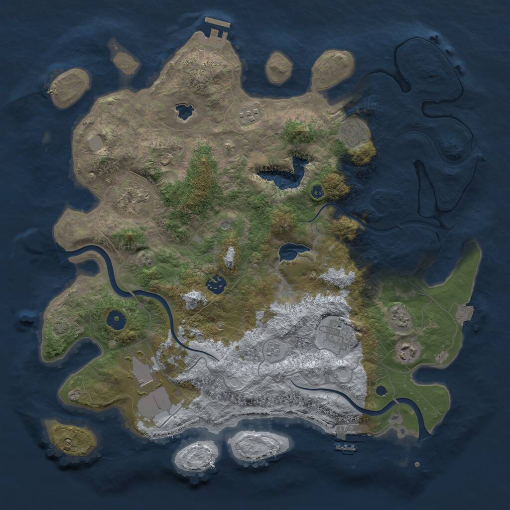 Rust Map: Procedural Map, Size: 4000, Seed: 33918721, 13 Monuments