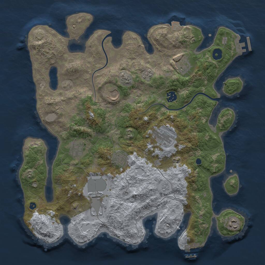 Rust Map: Procedural Map, Size: 3750, Seed: 11081878, 15 Monuments