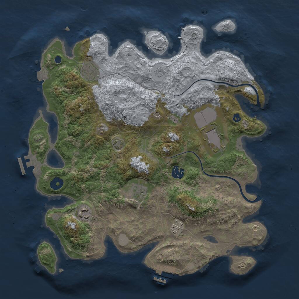 Rust Map: Procedural Map, Size: 3500, Seed: 1276007281, 12 Monuments