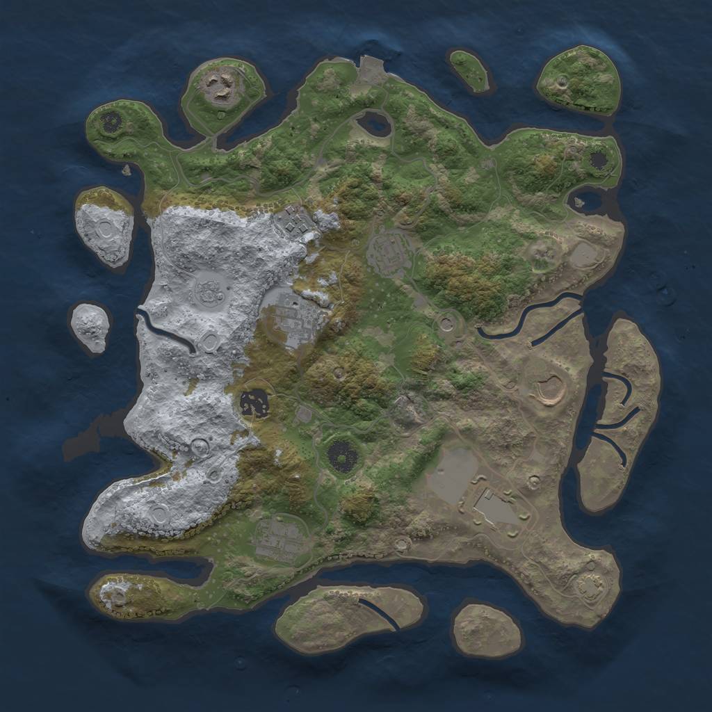 Rust Map: Procedural Map, Size: 3500, Seed: 2137683437, 14 Monuments