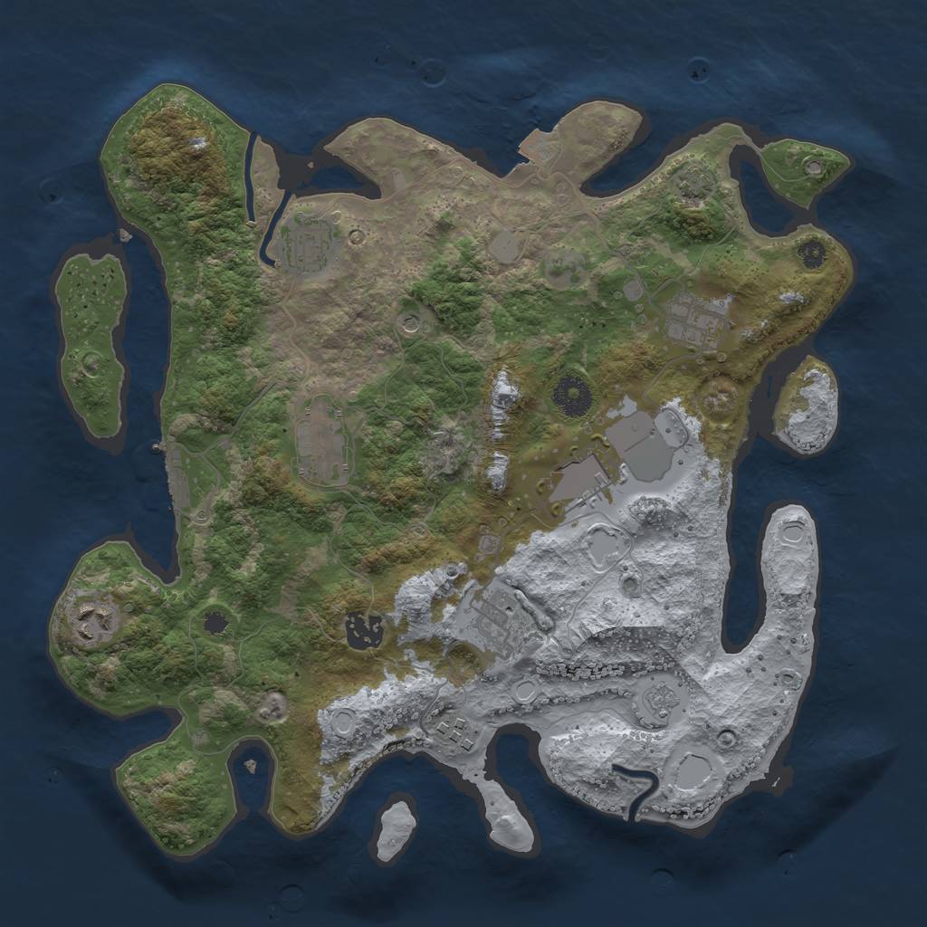 Rust Map: Procedural Map, Size: 3500, Seed: 2145082141, 15 Monuments