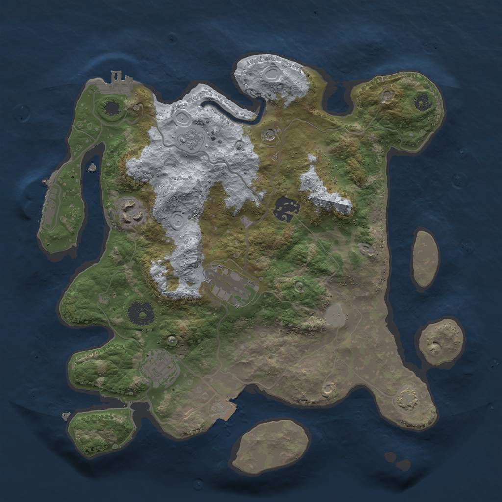 Rust Map: Procedural Map, Size: 3000, Seed: 351244059, 12 Monuments