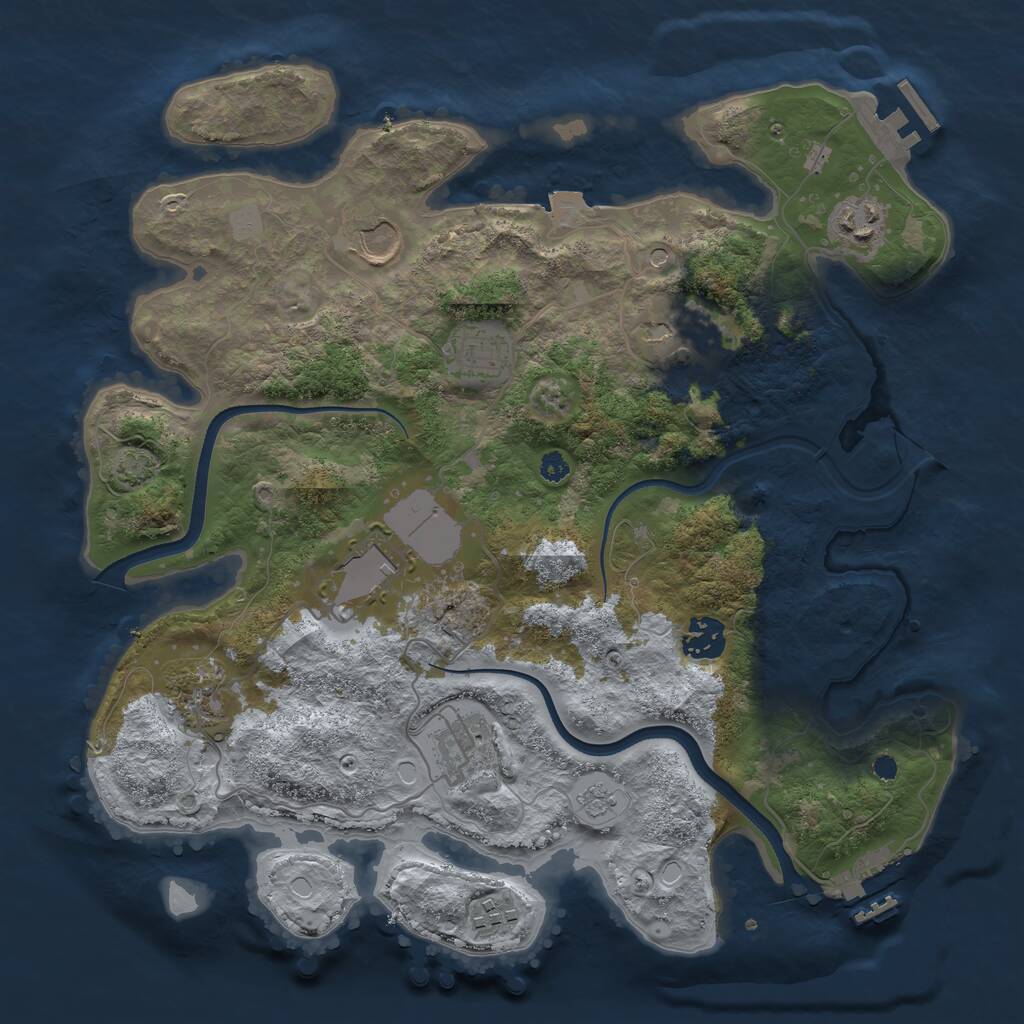 Rust Map: Procedural Map, Size: 3500, Seed: 389159997, 15 Monuments