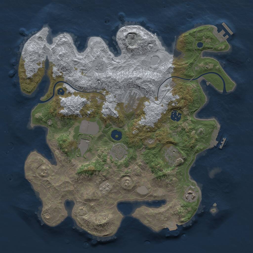 Rust Map: Procedural Map, Size: 3500, Seed: 18240674, 13 Monuments