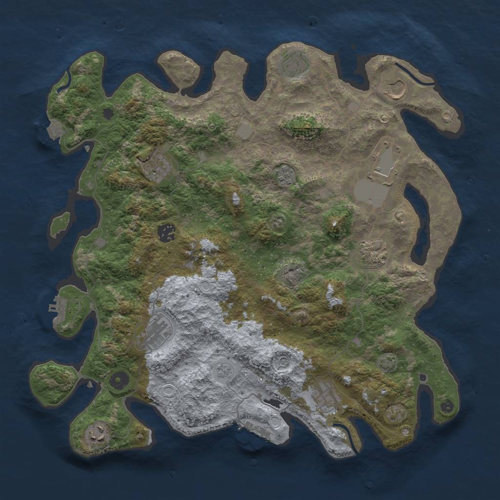 Rust Map: Procedural Map, Size: 4000, Seed: 1199515424, 18 Monuments