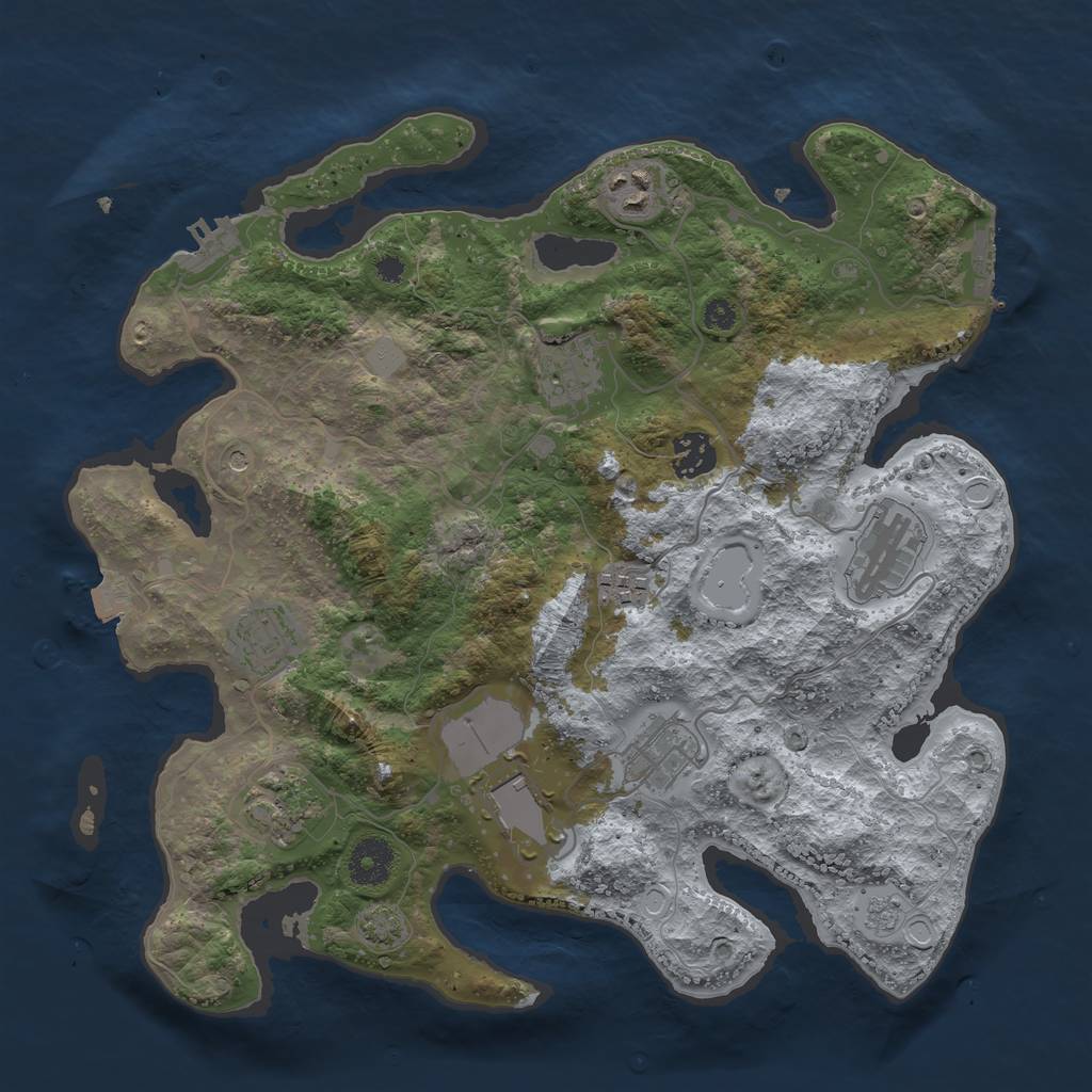 Rust Map: Procedural Map, Size: 3500, Seed: 1820669000, 17 Monuments