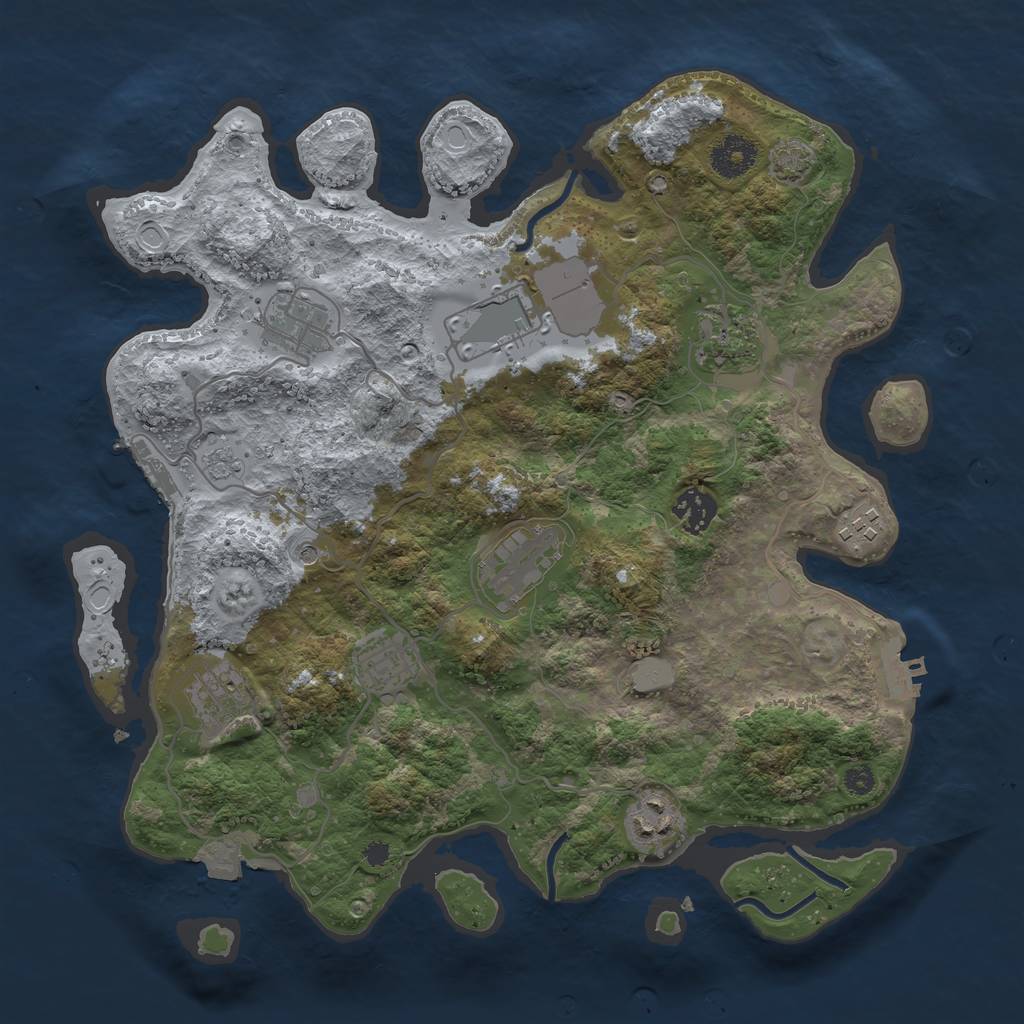 Rust Map: Procedural Map, Size: 3500, Seed: 43954548, 17 Monuments