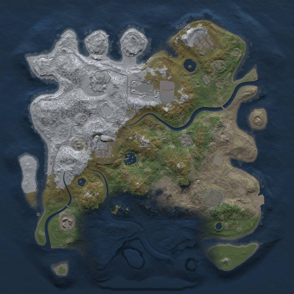 Rust Map: Procedural Map, Size: 3500, Seed: 43954548, 13 Monuments
