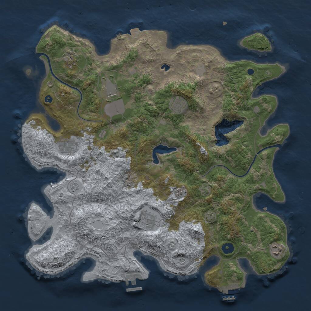 Rust Map: Procedural Map, Size: 4000, Seed: 1027287123, 13 Monuments
