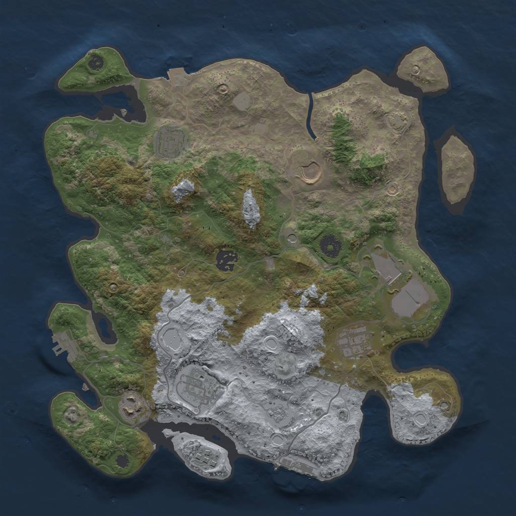 Rust Map: Procedural Map, Size: 3500, Seed: 27893118, 16 Monuments