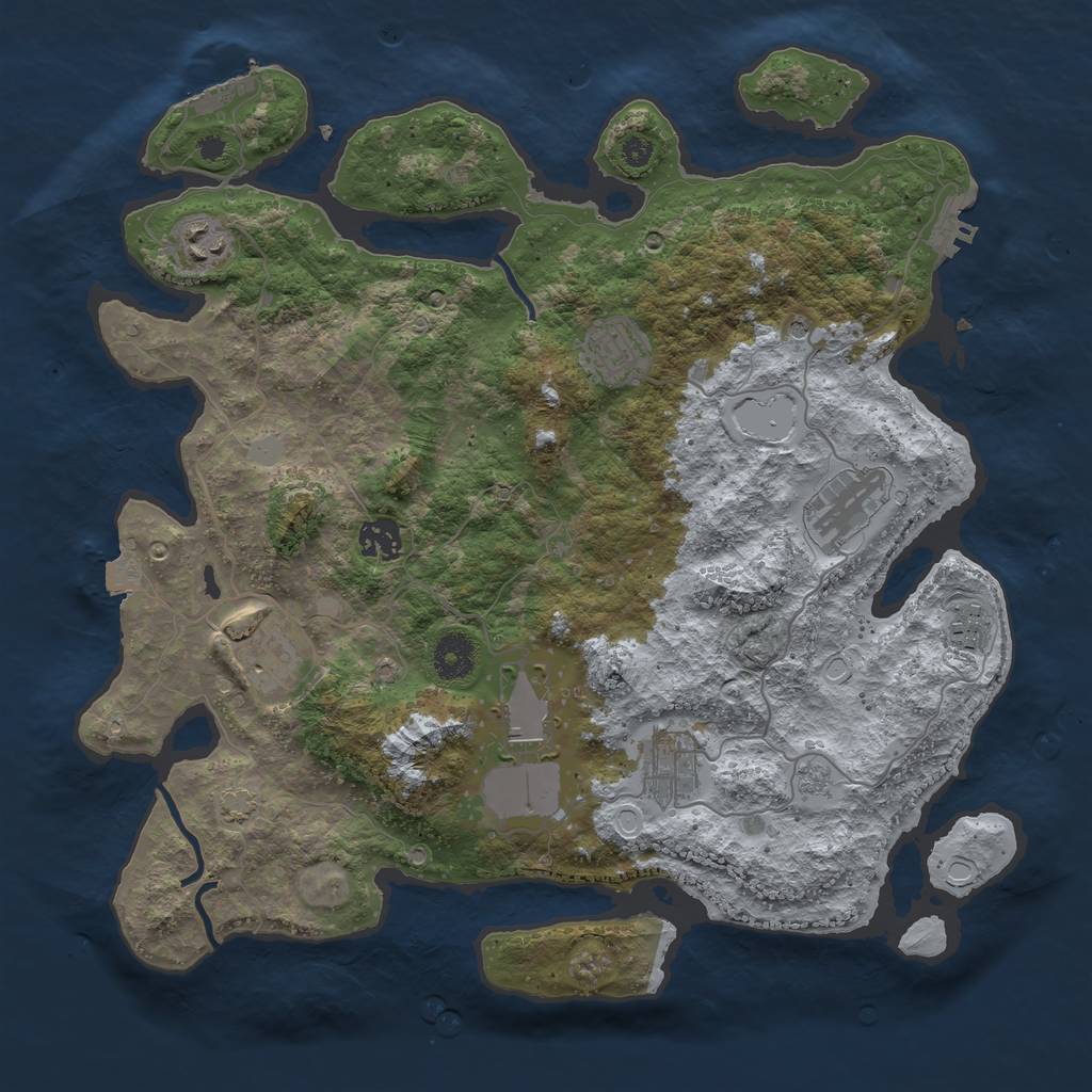 Rust Map: Procedural Map, Size: 3700, Seed: 74650273, 16 Monuments