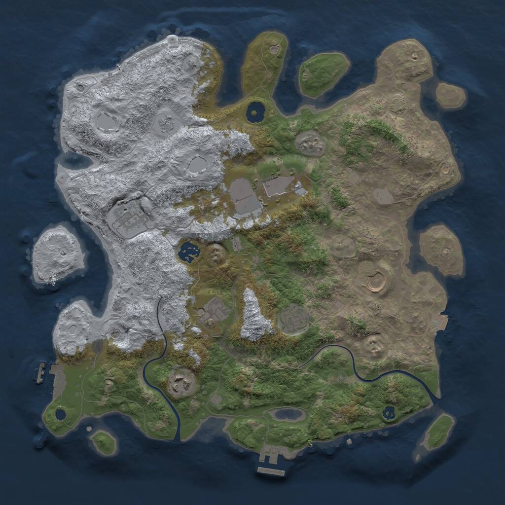 Rust Map: Procedural Map, Size: 3750, Seed: 60220306, 13 Monuments
