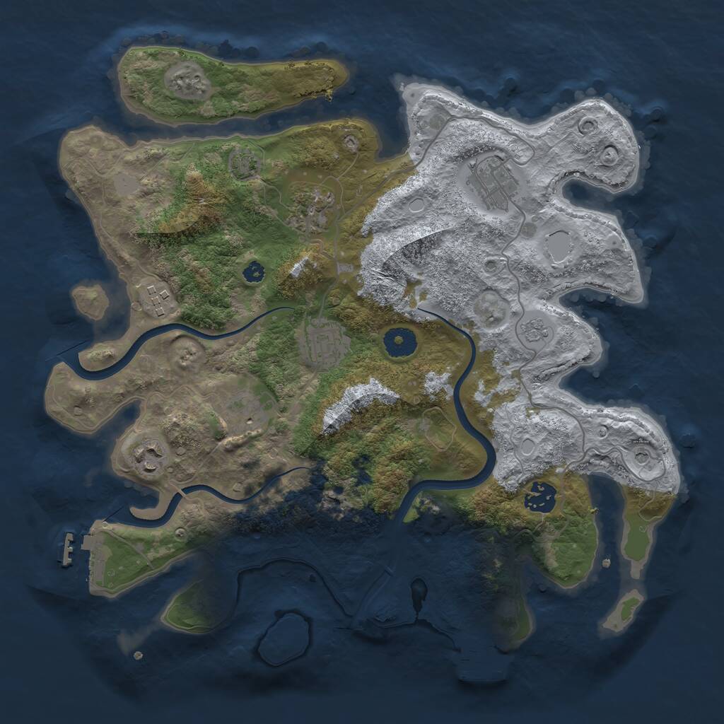 Rust Map: Procedural Map, Size: 3450, Seed: 47738653, 13 Monuments