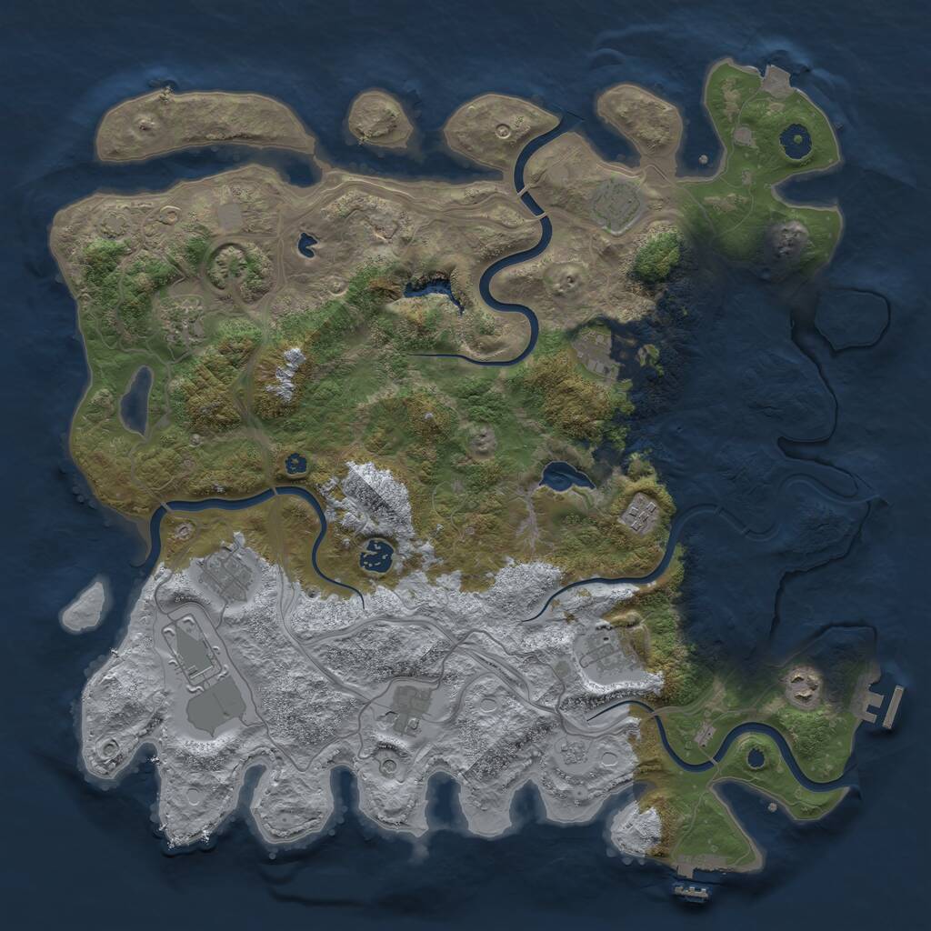Rust Map: Procedural Map, Size: 4300, Seed: 98423384, 16 Monuments