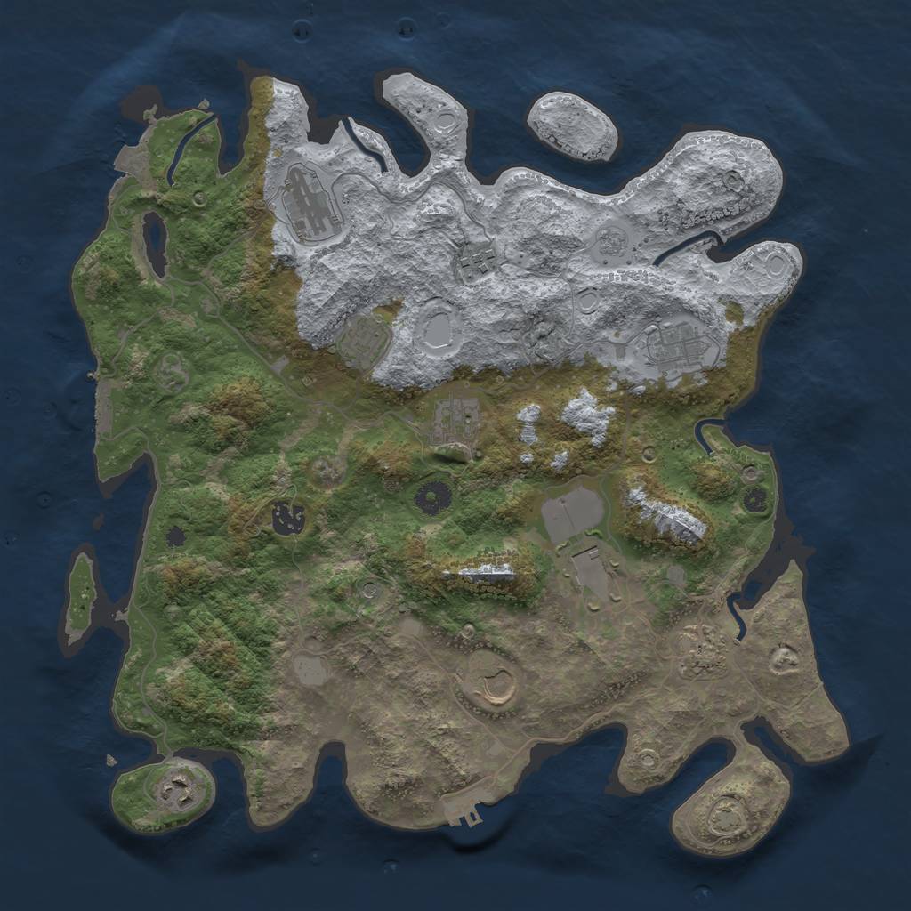 Rust Map: Procedural Map, Size: 3900, Seed: 98848308, 18 Monuments