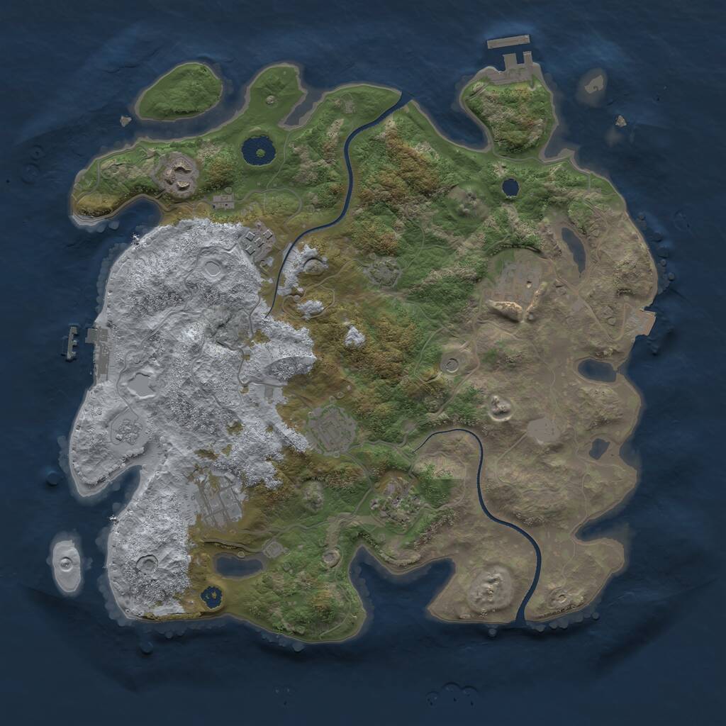 Rust Map: Procedural Map, Size: 3450, Seed: 3361374, 12 Monuments