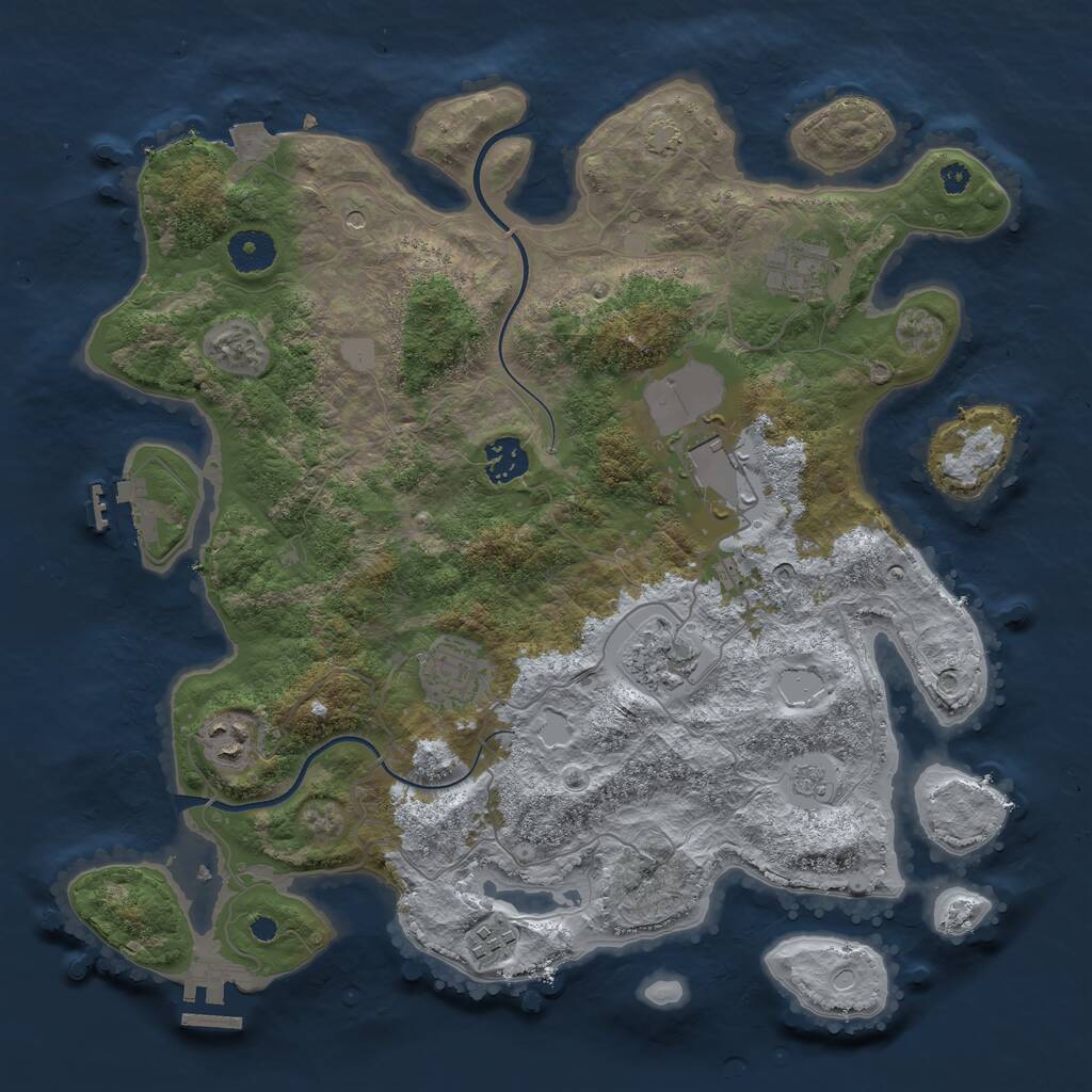 Rust Map: Procedural Map, Size: 3650, Seed: 82112843, 13 Monuments