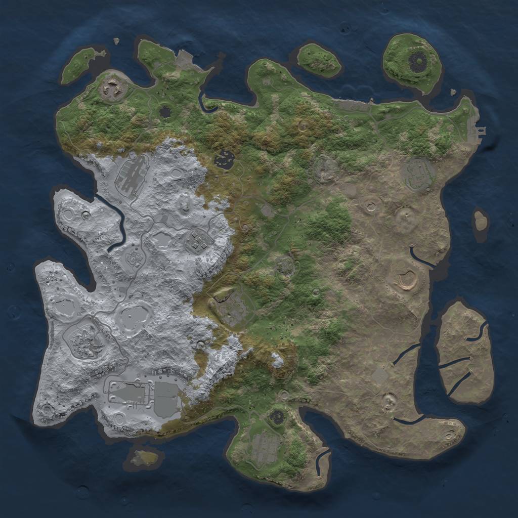 Rust Map: Procedural Map, Size: 3900, Seed: 25206252, 18 Monuments