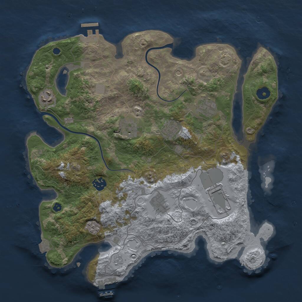 Rust Map: Procedural Map, Size: 3500, Seed: 5690967, 14 Monuments