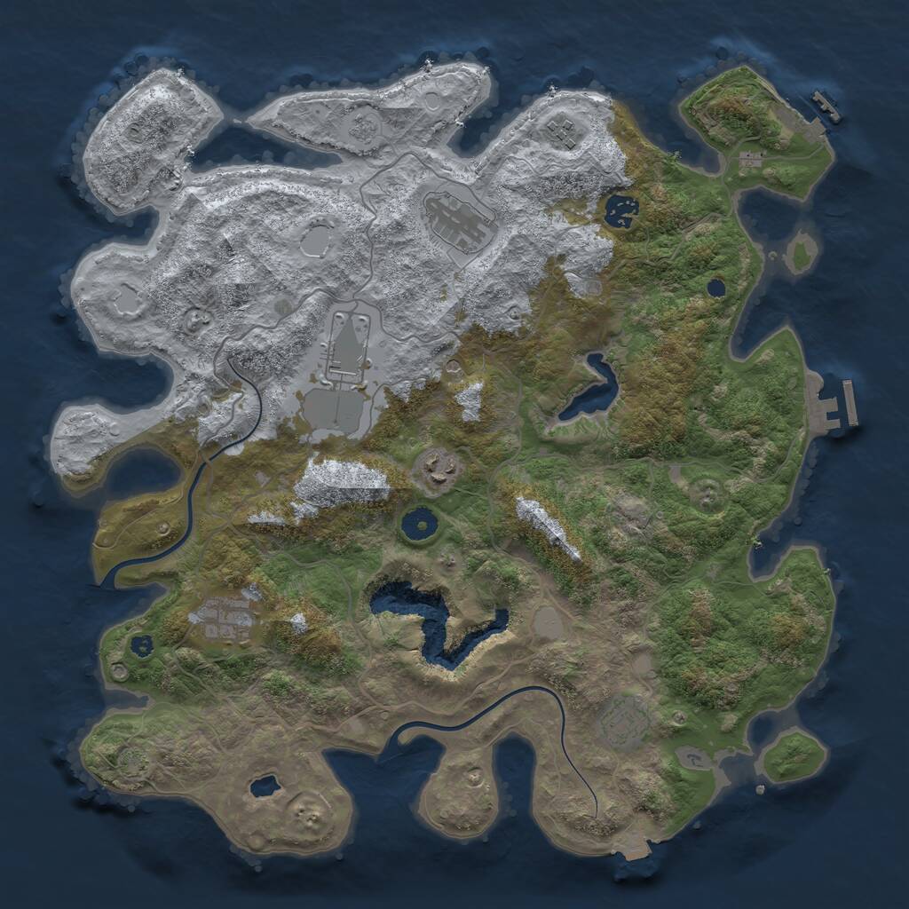 Rust Map: Procedural Map, Size: 4000, Seed: 588369889, 13 Monuments
