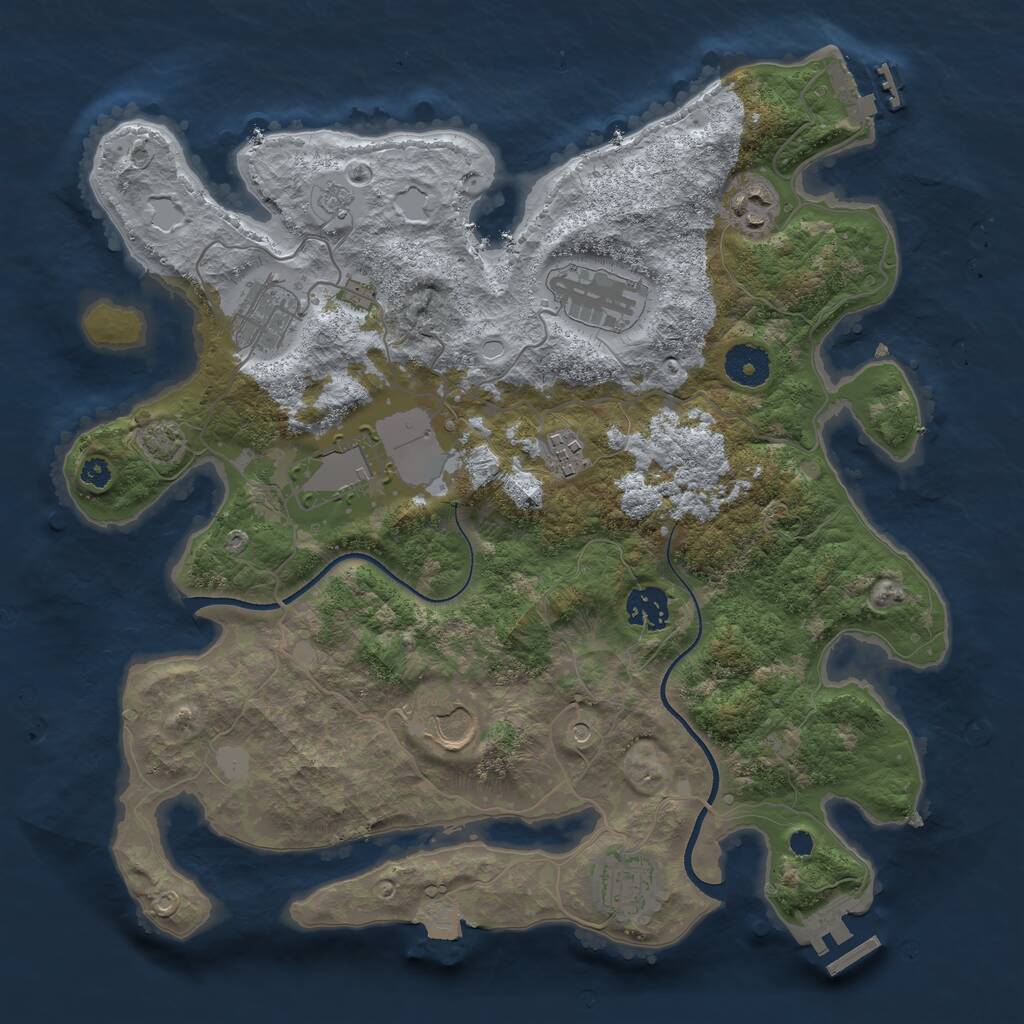 Rust Map: Procedural Map, Size: 3500, Seed: 76457599, 14 Monuments