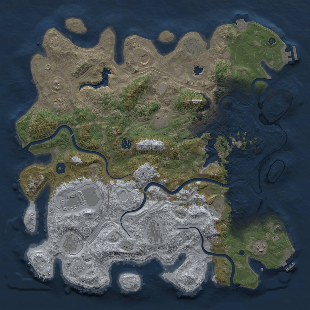 Rust Map: Procedural Map, Size: 4400, Seed: 307585, 17 Monuments