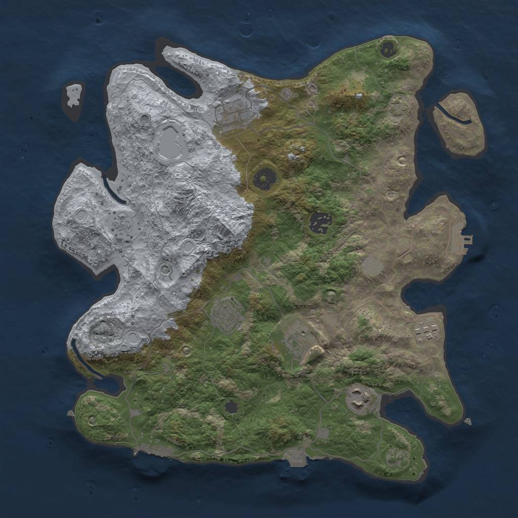 Rust Map: Procedural Map, Size: 3450, Seed: 82261078, 14 Monuments