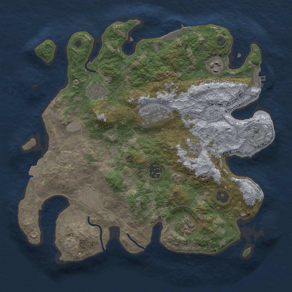Rust Map: Procedural Map, Size: 3450, Seed: 8269976, 15 Monuments
