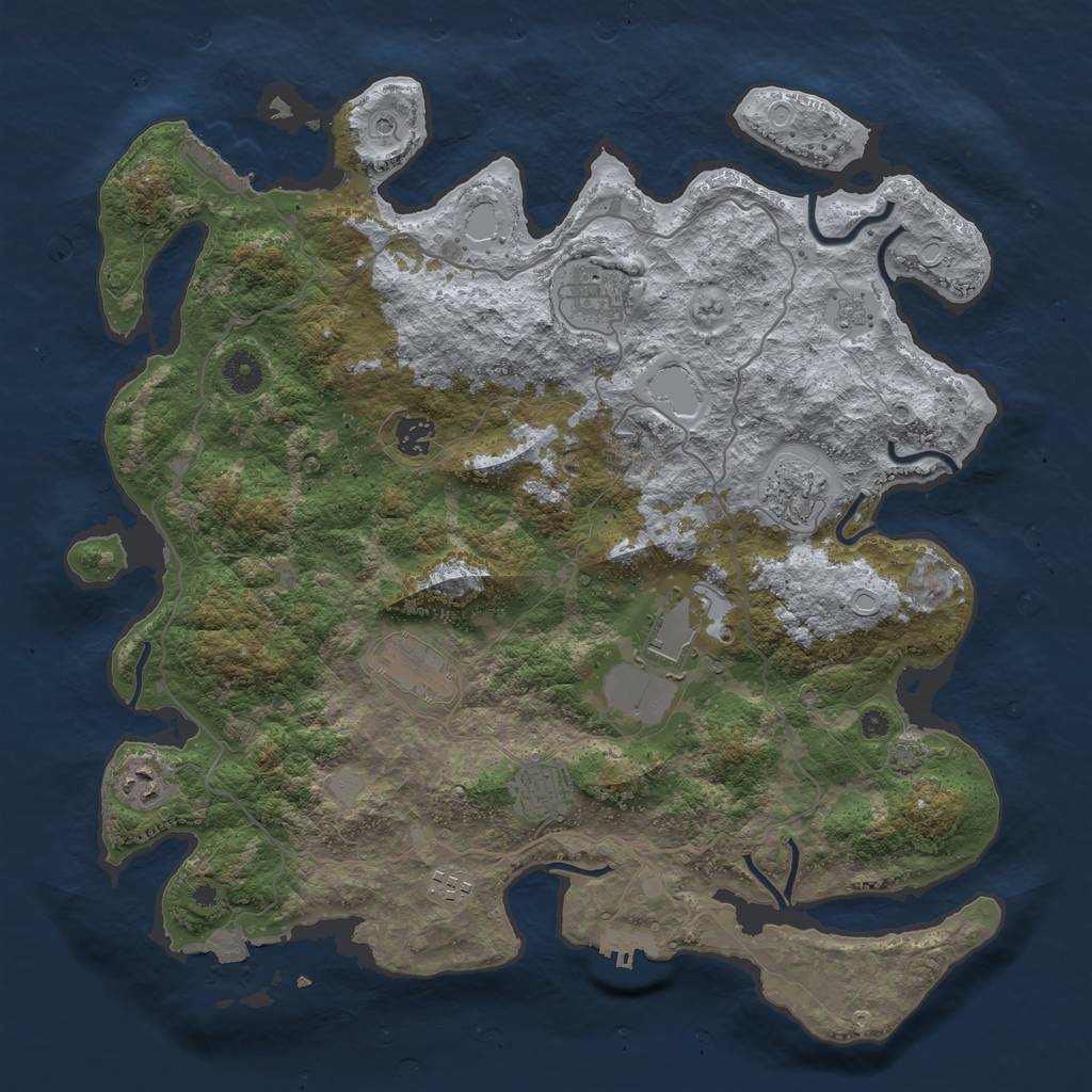 Rust Map: Procedural Map, Size: 4100, Seed: 11154355, 16 Monuments