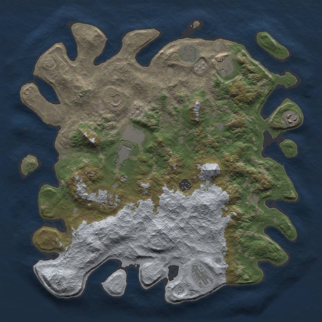 Rust Map: Barren, Size: 4100, Seed: 48515860, 13 Monuments