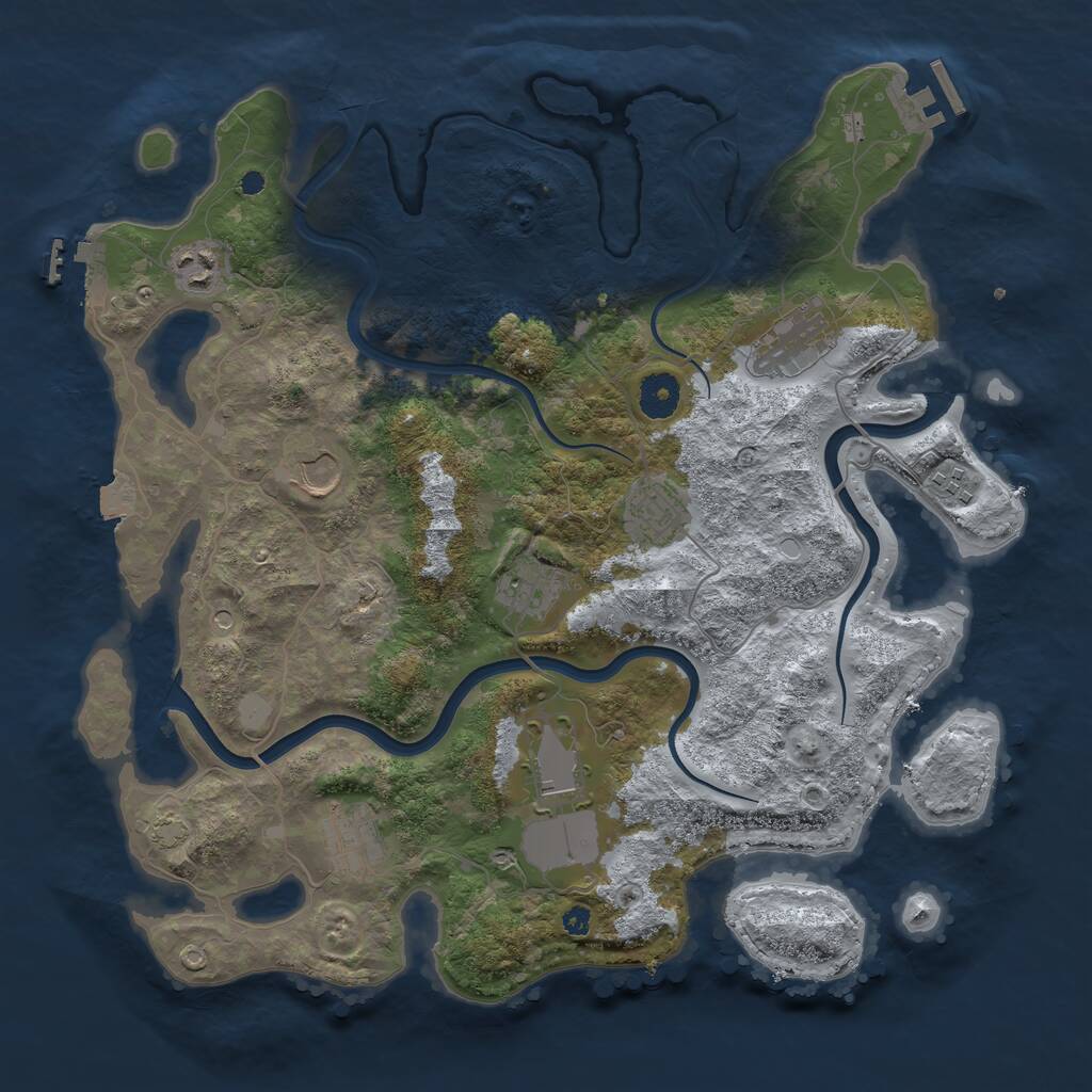Rust Map: Procedural Map, Size: 3750, Seed: 26593241, 13 Monuments