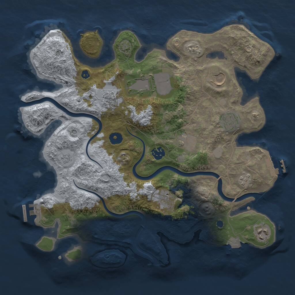Rust Map: Procedural Map, Size: 3500, Seed: 47290999, 15 Monuments