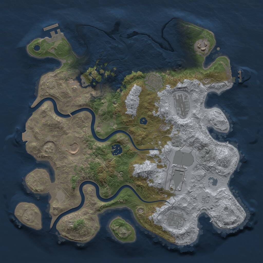 Rust Map: Procedural Map, Size: 3500, Seed: 966179201, 15 Monuments