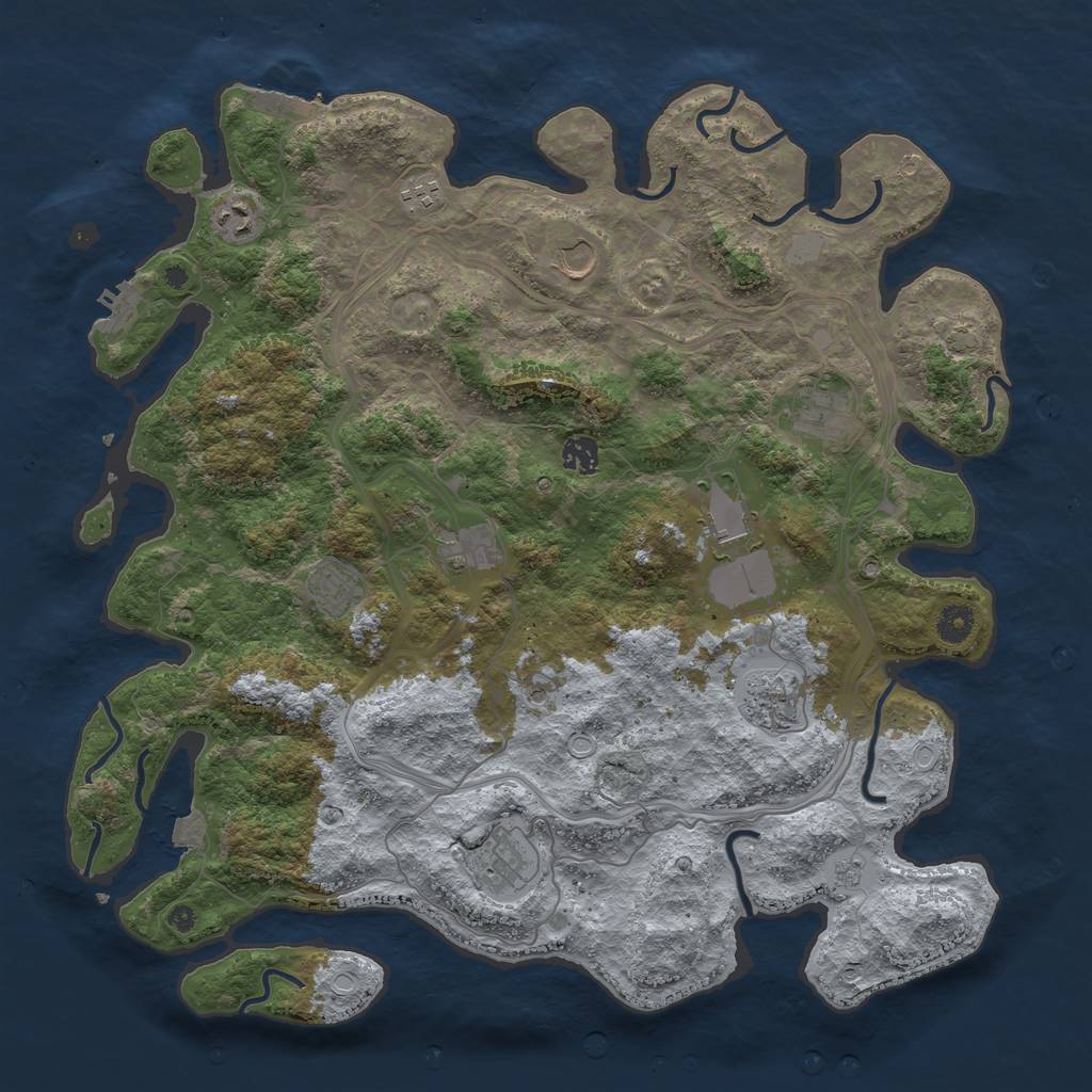 Rust Map: Procedural Map, Size: 4300, Seed: 73540390, 18 Monuments