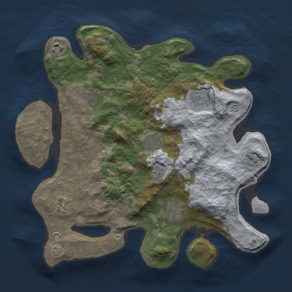 Rust Map: Barren, Size: 3400, Seed: 8223684, 11 Monuments
