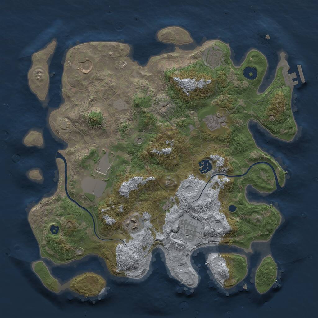 Rust Map: Procedural Map, Size: 3500, Seed: 12318833, 11 Monuments