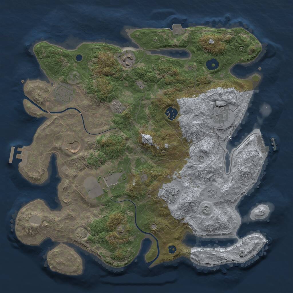 Rust Map: Procedural Map, Size: 3600, Seed: 37599253, 14 Monuments