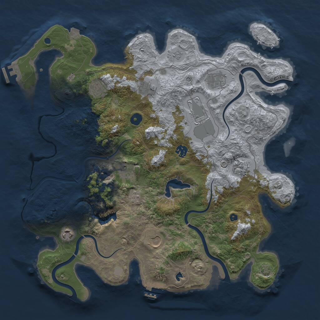 Rust Map: Procedural Map, Size: 4100, Seed: 11254852, 16 Monuments