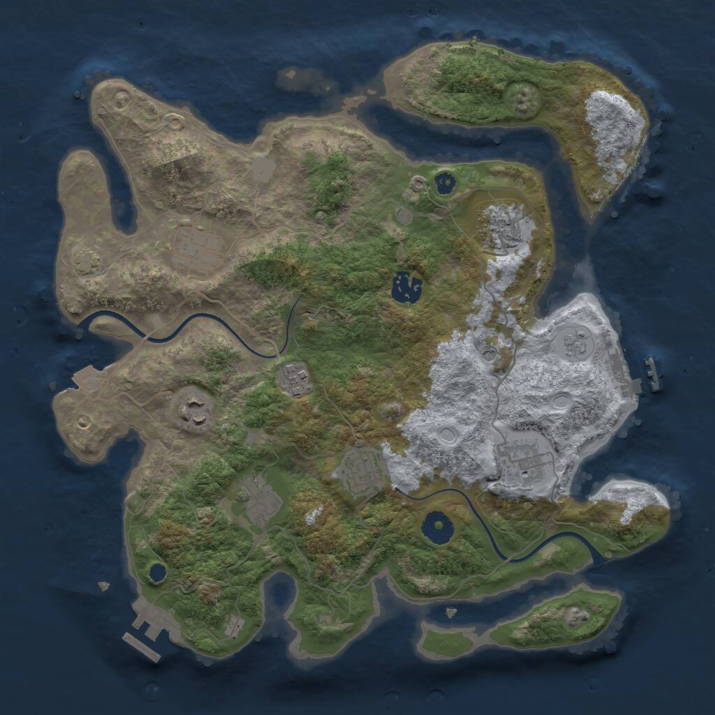 Rust Map: Procedural Map, Size: 3400, Seed: 16841881, 14 Monuments