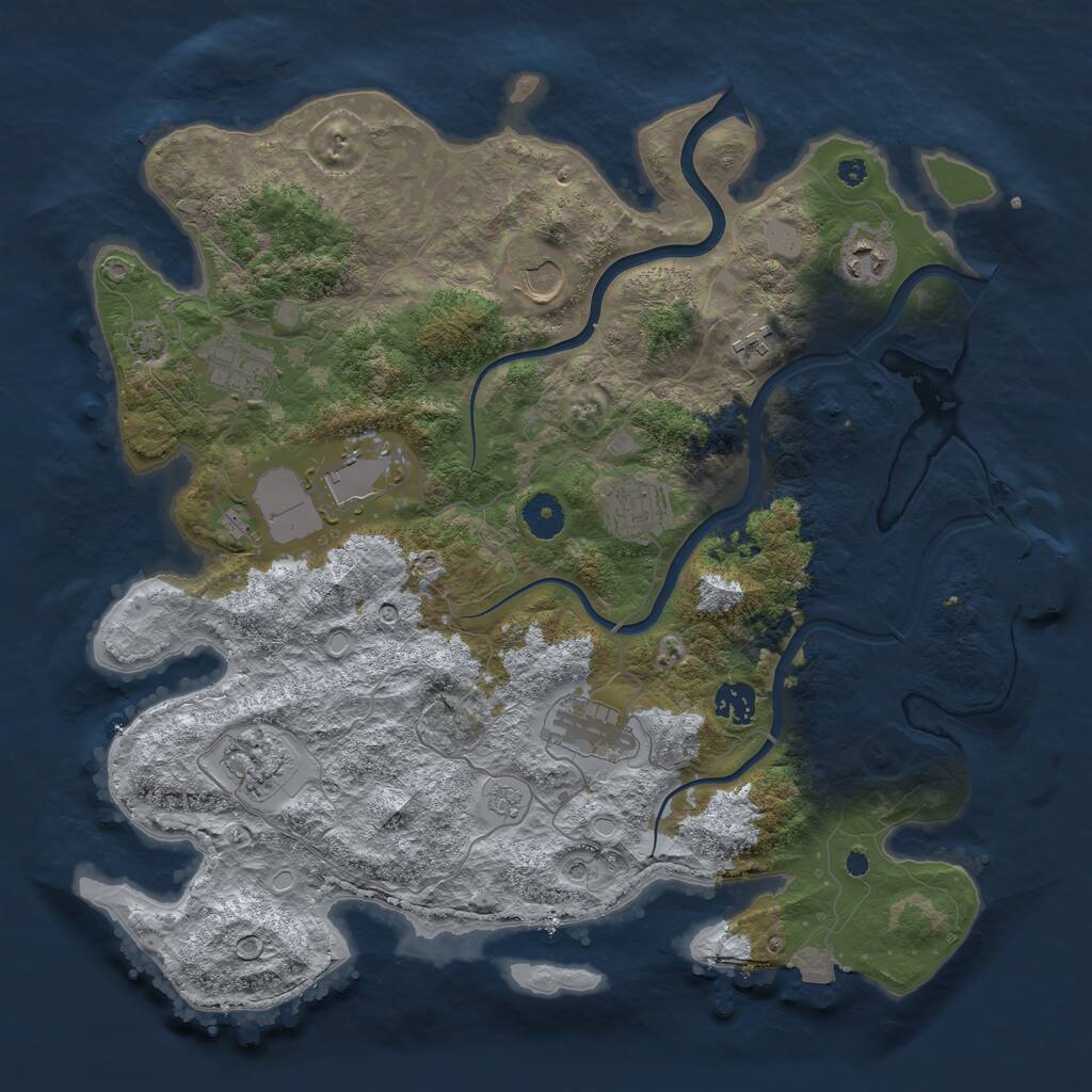 Rust Map: Procedural Map, Size: 3850, Seed: 72123868, 14 Monuments