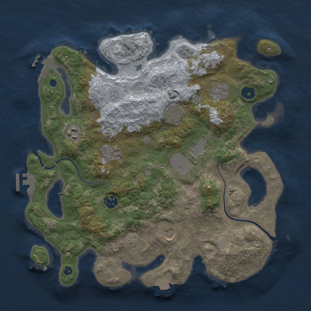 Rust Map: Procedural Map, Size: 3600, Seed: 70150944, 14 Monuments