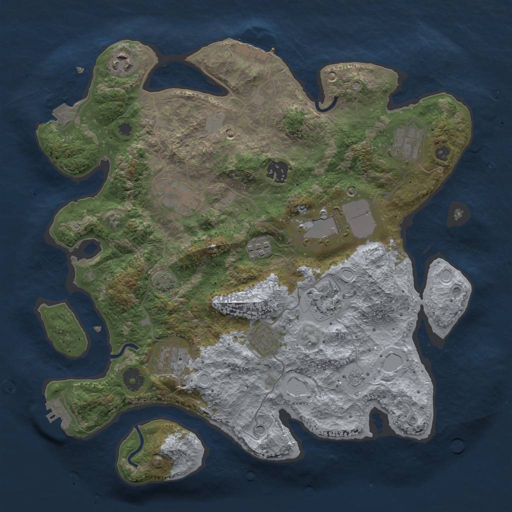 Rust Map: Procedural Map, Size: 3500, Seed: 130227972, 17 Monuments