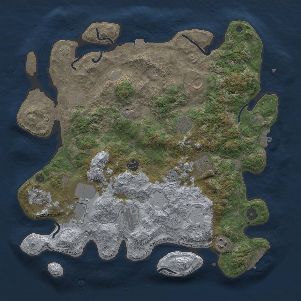 Rust Map: Procedural Map, Size: 3900, Seed: 16393367, 18 Monuments